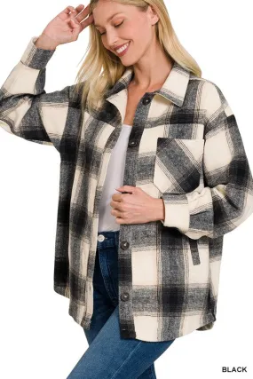 Zenana Clothing Oversized Yarn Dyed Plaid Longline Shacket