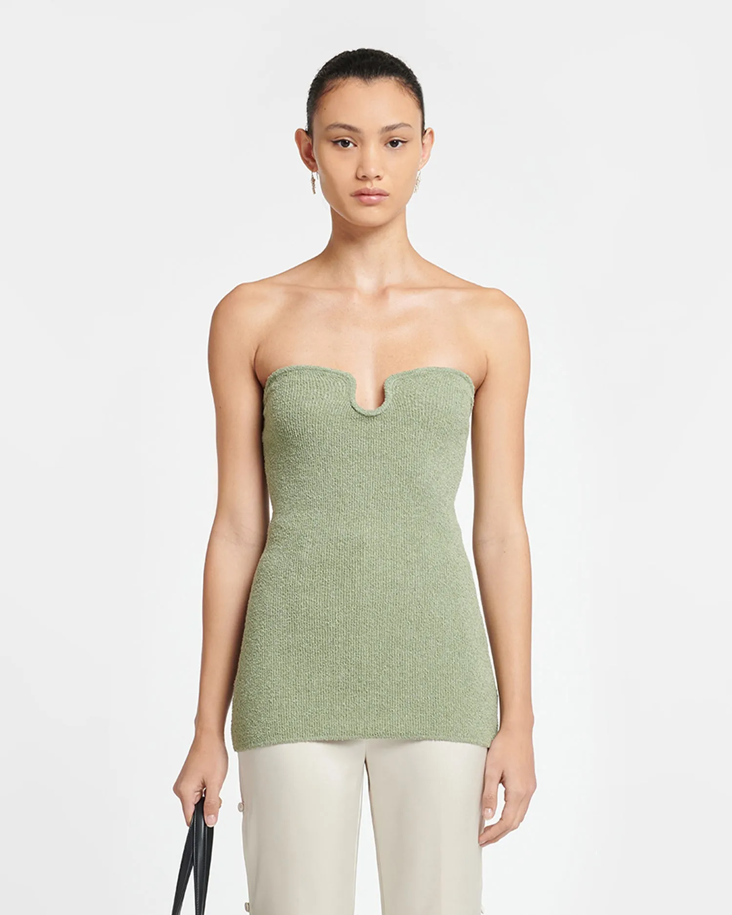 Zessa - Terry-Knit Bandeau Top - Faded Sage